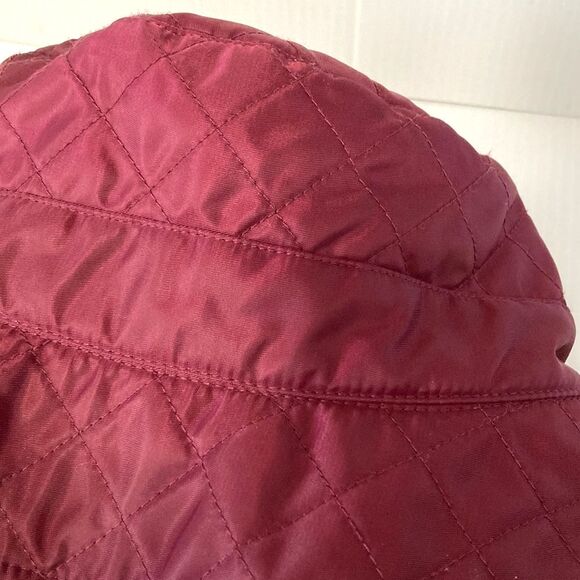 BETMAR NEW YORK Quilted Foldable Bucket Rain Hat Burgundy Waterproof - Picture 10 of 12
